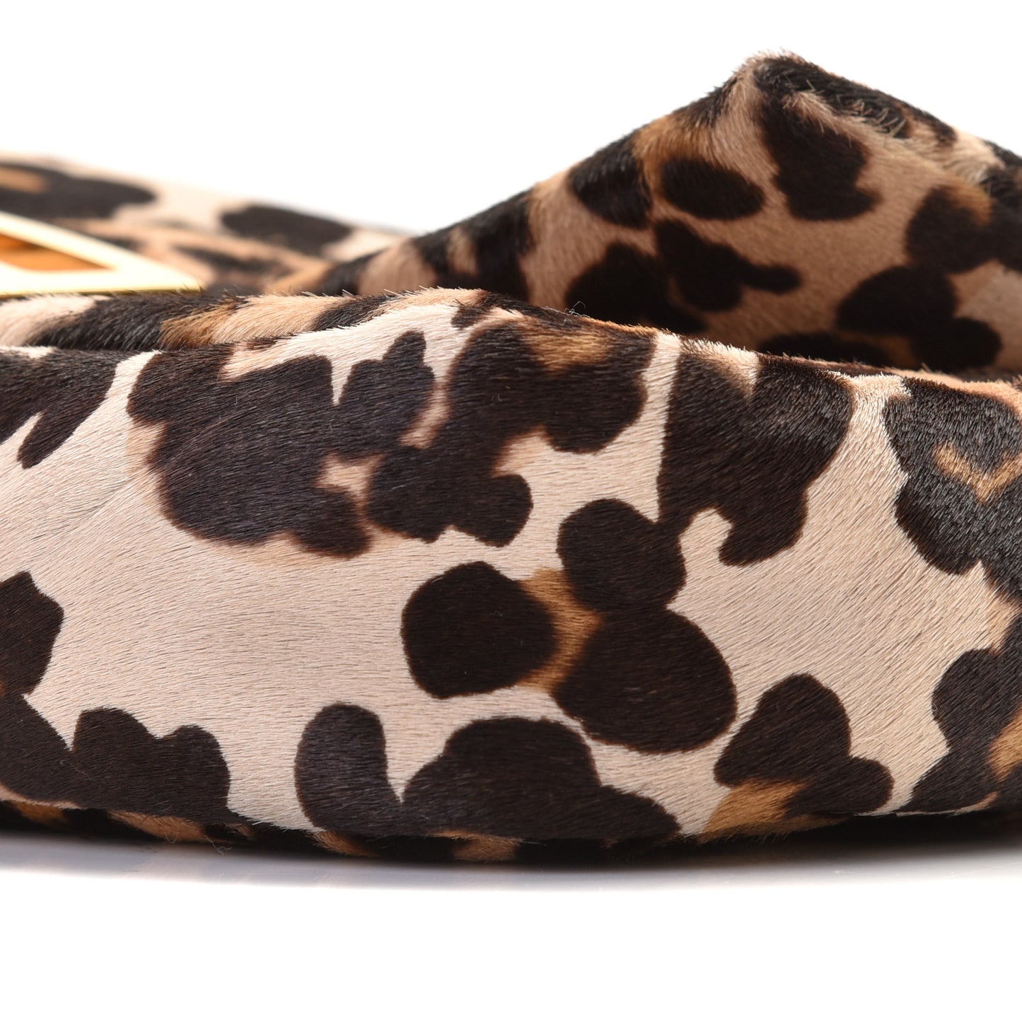 Vitello Pelo Seta Paisley Leopard Print Baguette Cammello Beige Black