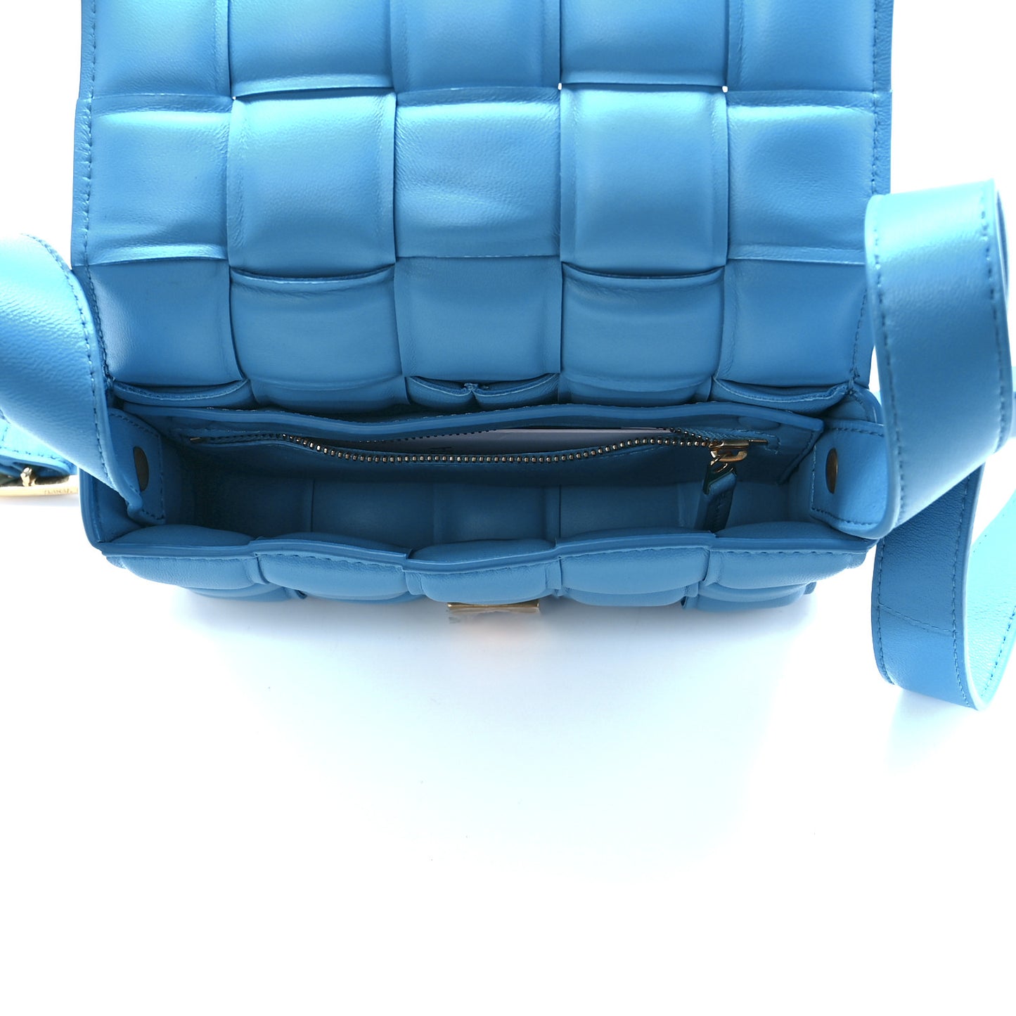 Nappa Maxi Intreccio Small Padded Cassette Crossbody Bag Pool