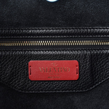 Valentino Garavani Grained Calfskin Rockstud Shoulder Tote Black 8 of 9