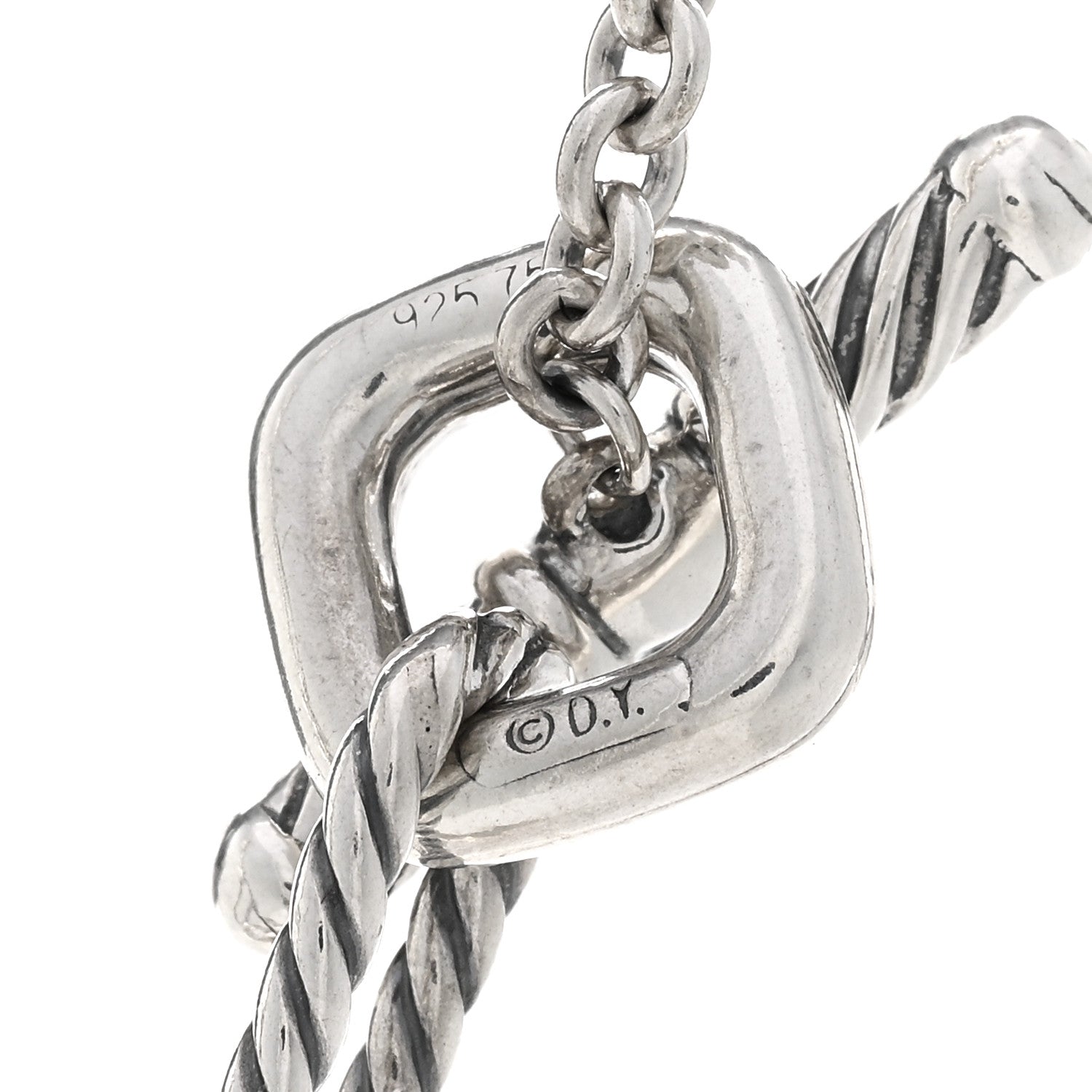 David Yurman Sterling Silver 18K Yellow Gold Cable Heart Figaro Necklace 4 of 4