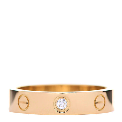 Cartier 18K Yellow Gold Diamond 4mm LOVE Wedding Band Ring 51 5.75 1 of 4