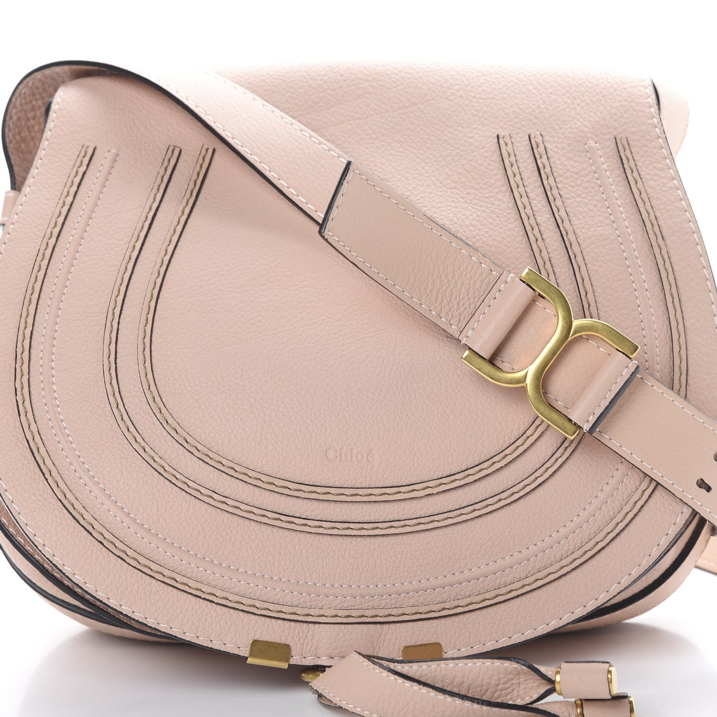 Calfskin Medium Marcie Round Crossbody Bag Blush Nude