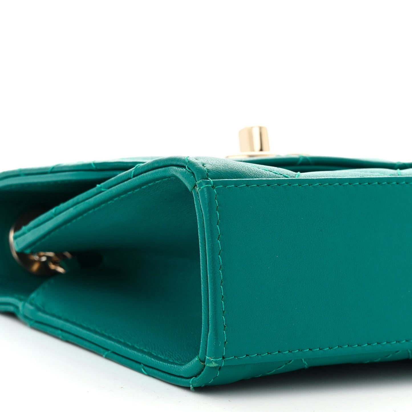 Lambskin Quilted Mini Trendy CC Clutch With Chain Green
