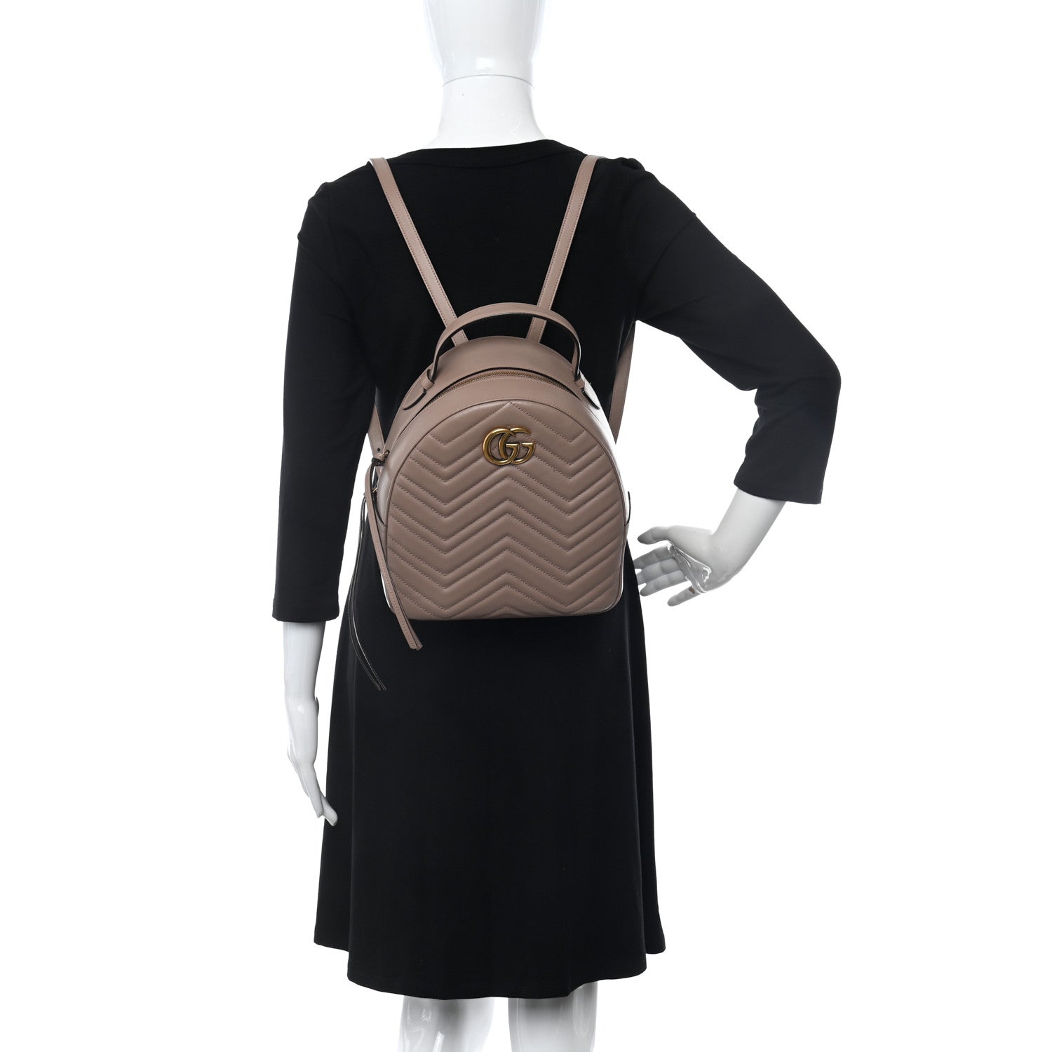 Gucci Calfskin Matelasse GG Marmont Dome Backpack Porcelain Rose 2 of 13