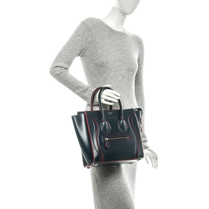 Celine Satin Debossed Calfskin Micro Luggage Navy Blue 2 of 8