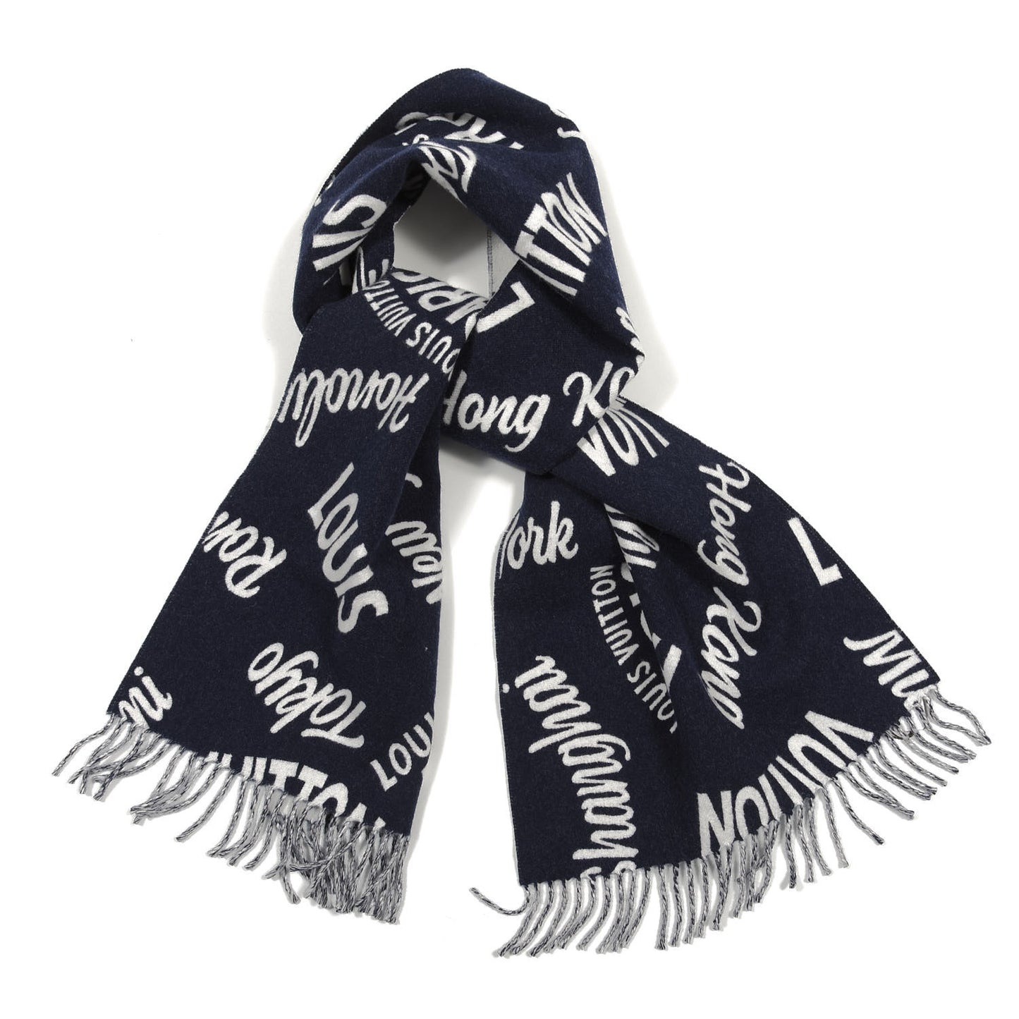 Wool Cashmere City Scarf Navy