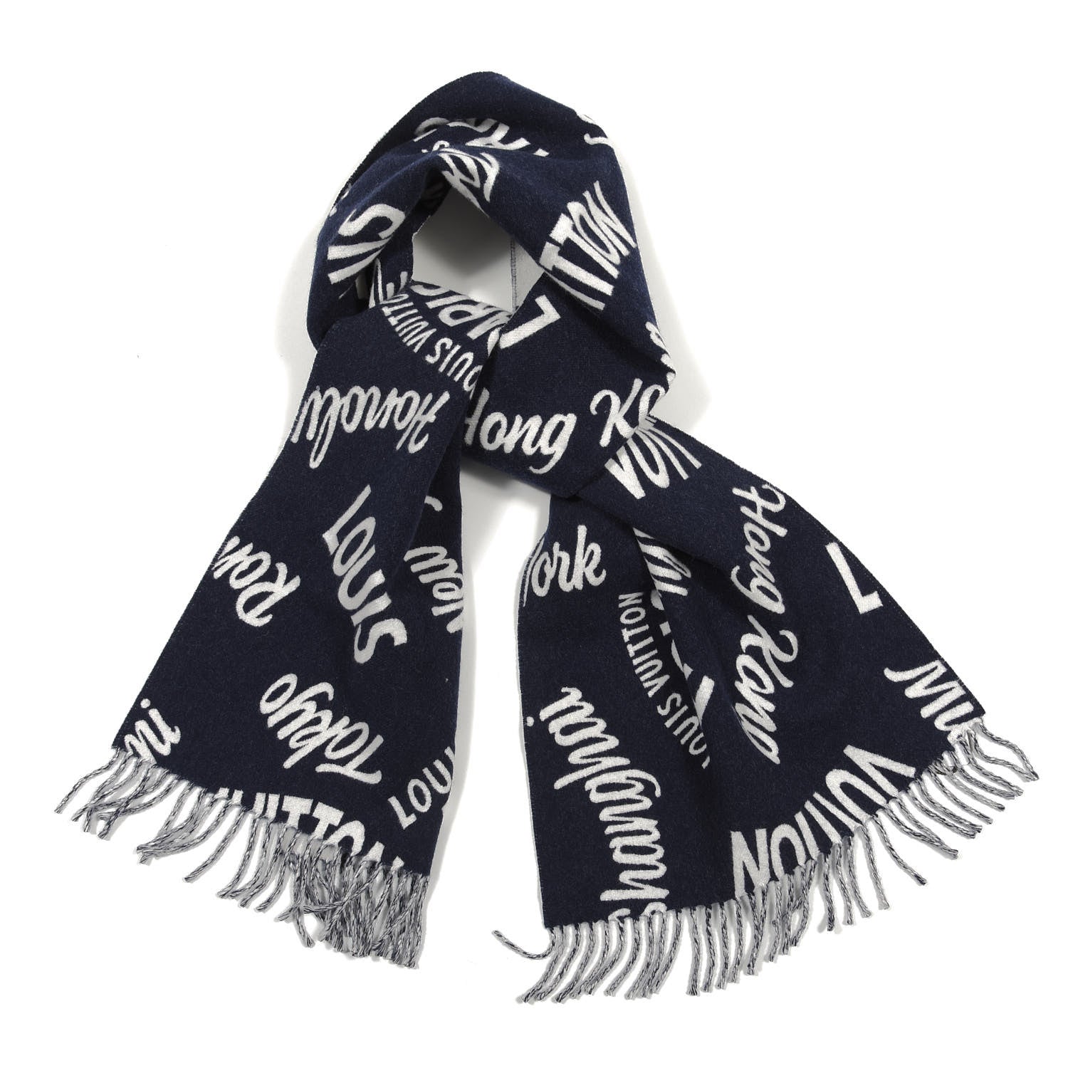 Louis Vuitton Wool Cashmere City Scarf Navy 1 of 3
