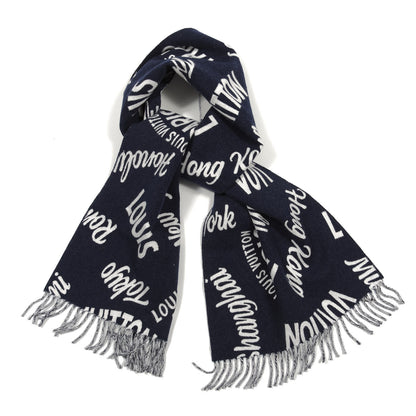 Louis Vuitton Wool Cashmere City Scarf Navy 1 of 3