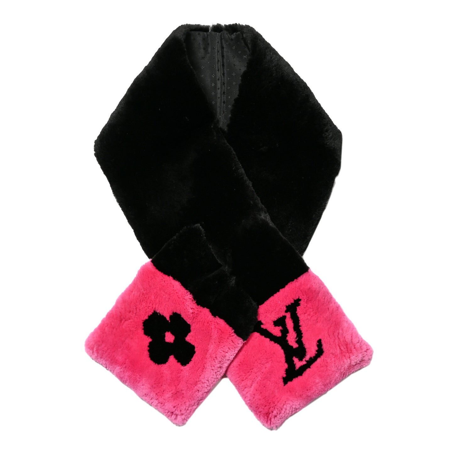 Beaver Fur Muffler Black Pink
