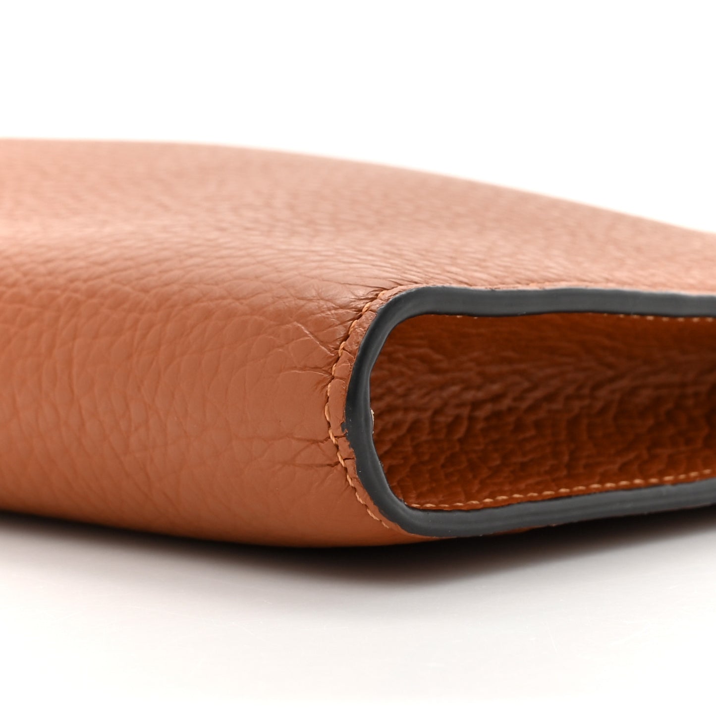 Calfskin Alphabet Flat Pouch Clutch Tan
