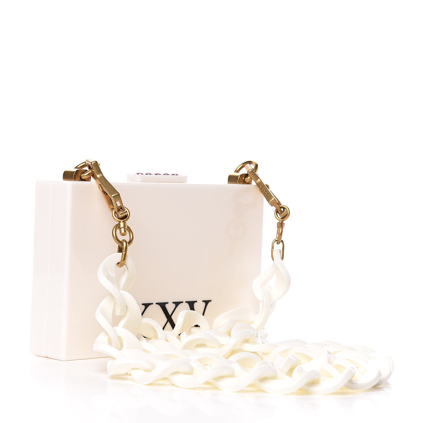 Plexiglass Crystal Cat Face Box Clutch White