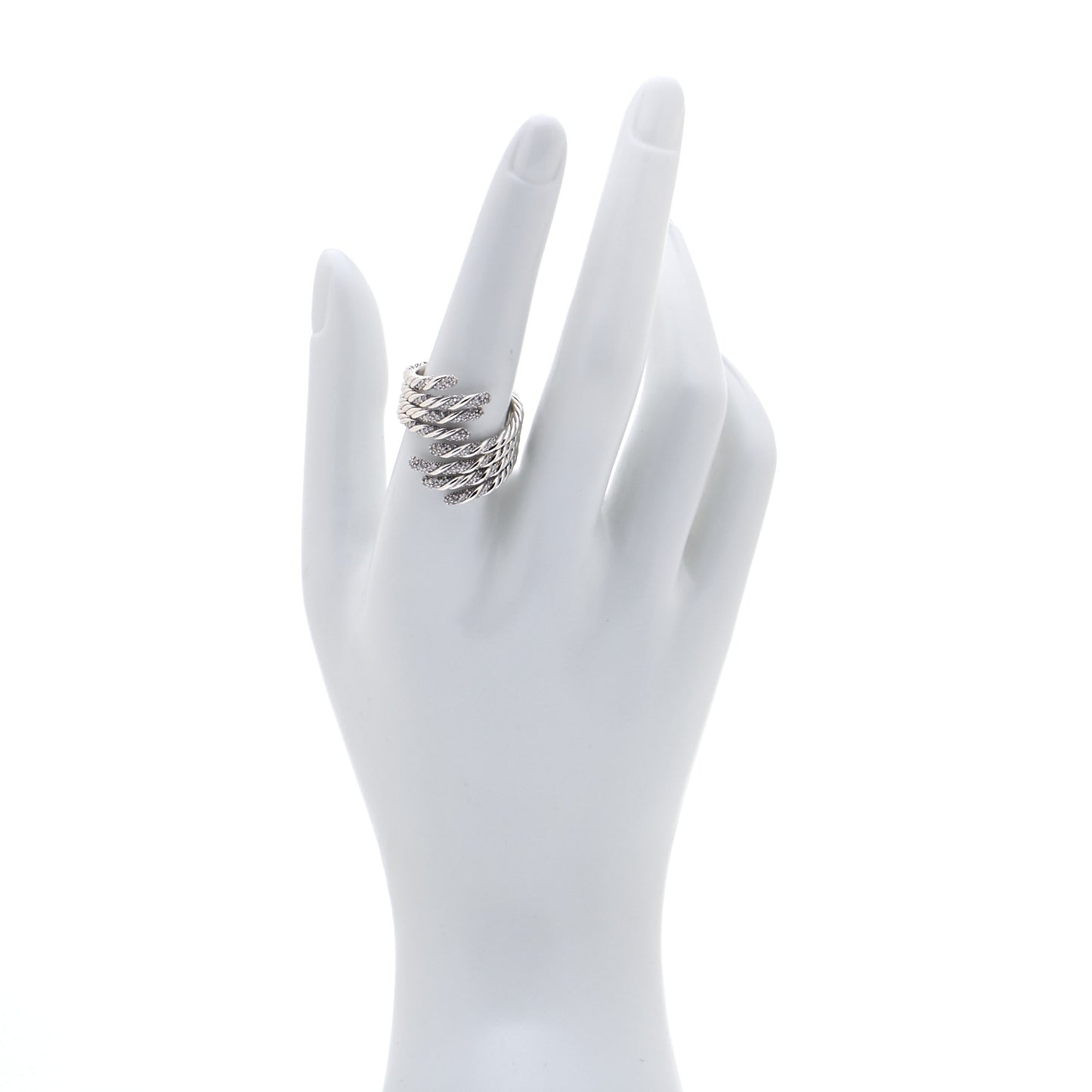 Sterling Silver Diamond Willow Open Four Row Ring 56 7.5