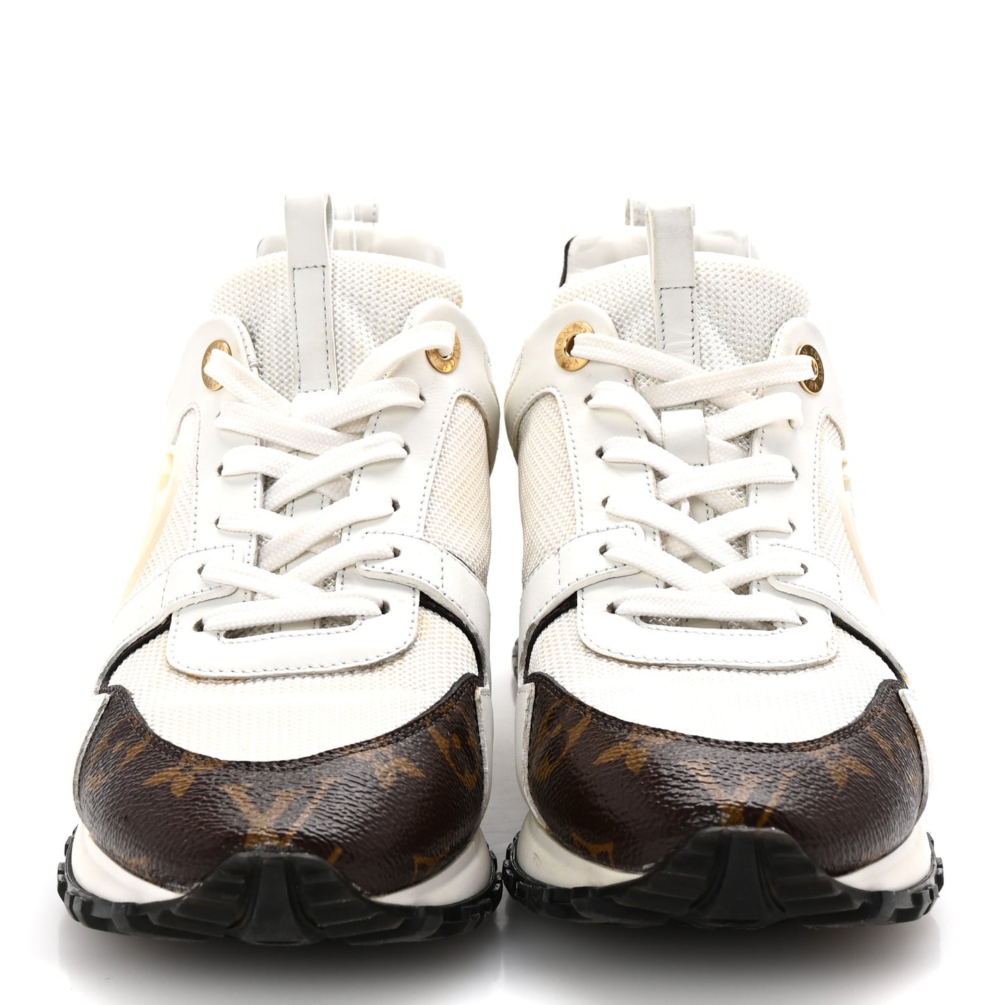 Calfskin Monogram Run Away Sneakers 38 White