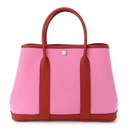 Hermes Toile Militaire Vache Country Garden Party Tote 30 Bubblegum Rouge Duchesse 1 of 11