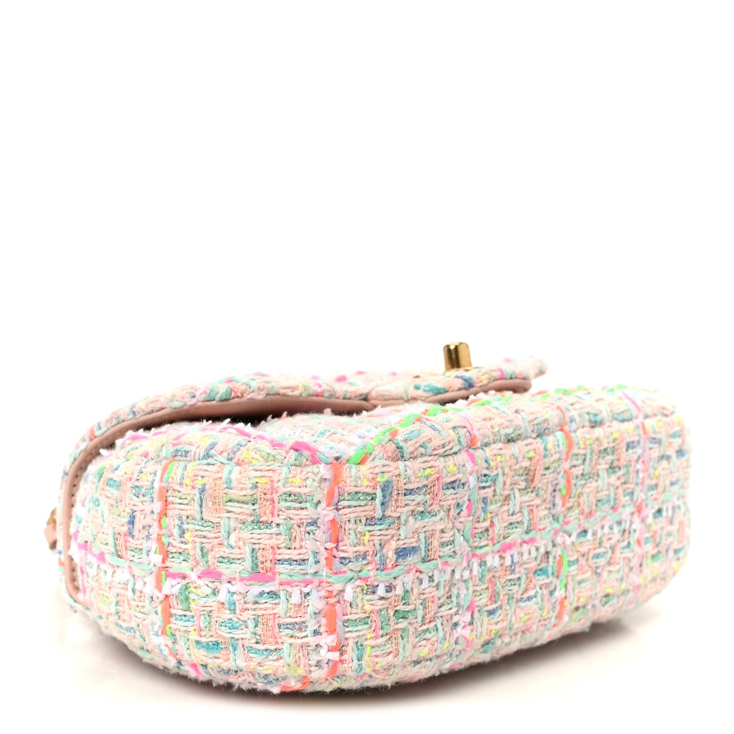 Tweed Quilted Baywatch Top Handle Flap Light Pink Green Orange Purple