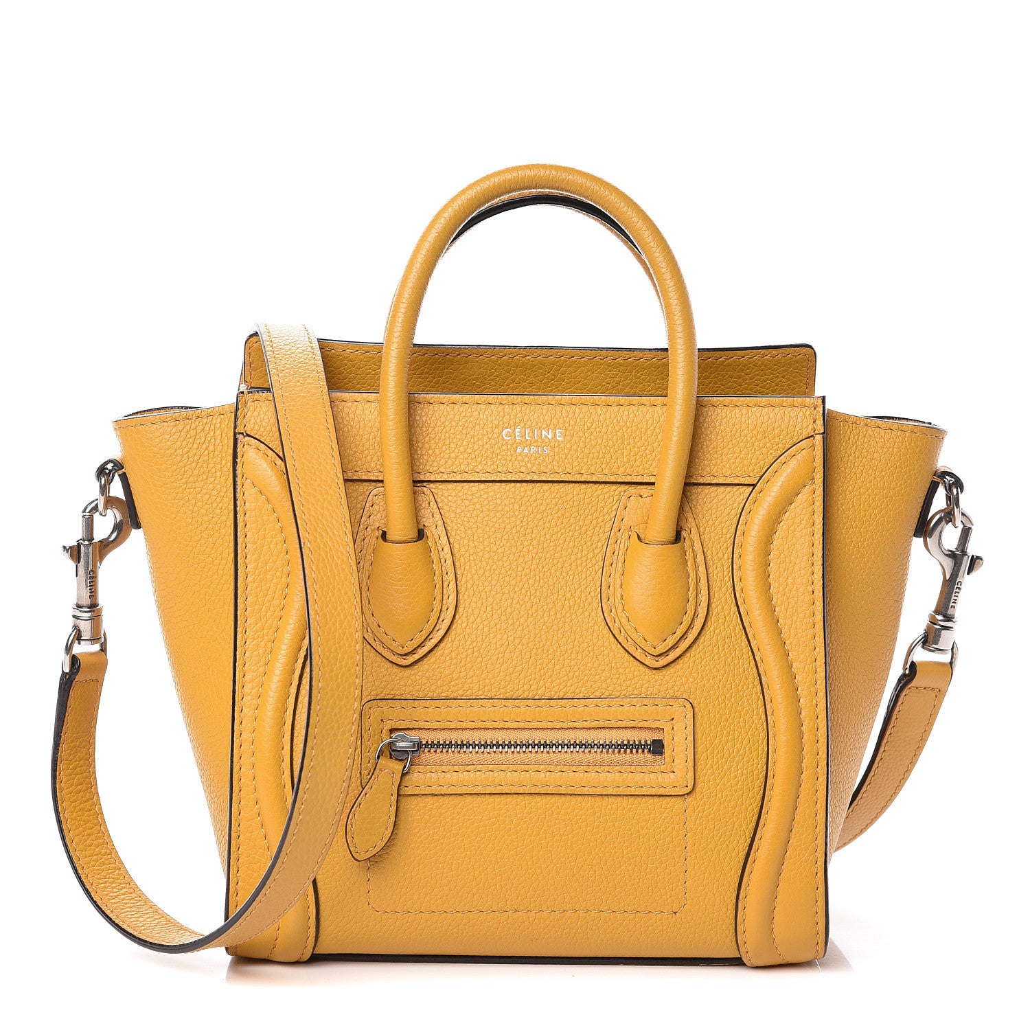 Celine Drummed Calfskin Nano Luggage Ocre 1 of 8
