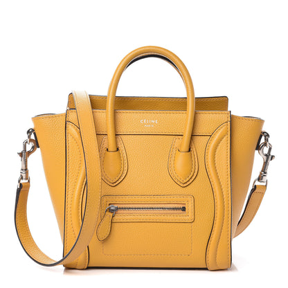 Celine Drummed Calfskin Nano Luggage Ocre 1 of 8