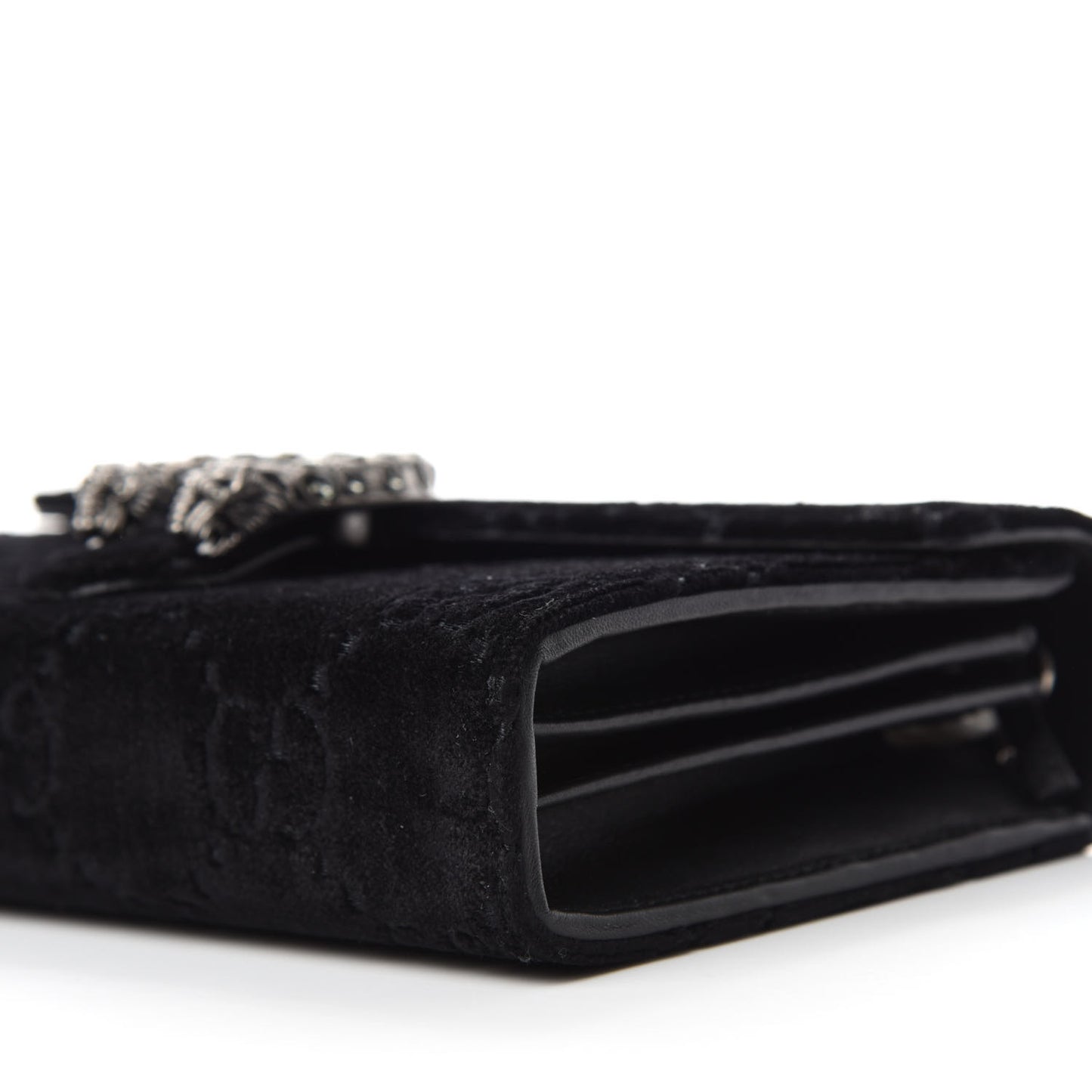 Velvet GG Monogram Mini Dionysus Chain Wallet Black