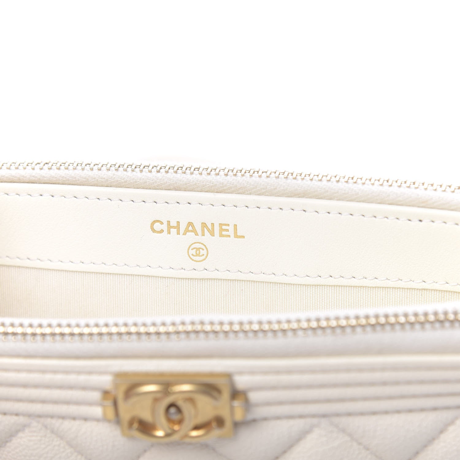 Chanel Caviar Quilted Small Boy Clutch With Chain White 8 of 16