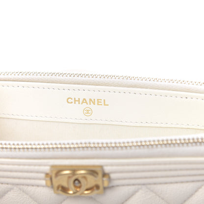 Chanel Caviar Quilted Small Boy Clutch With Chain White 8 of 16