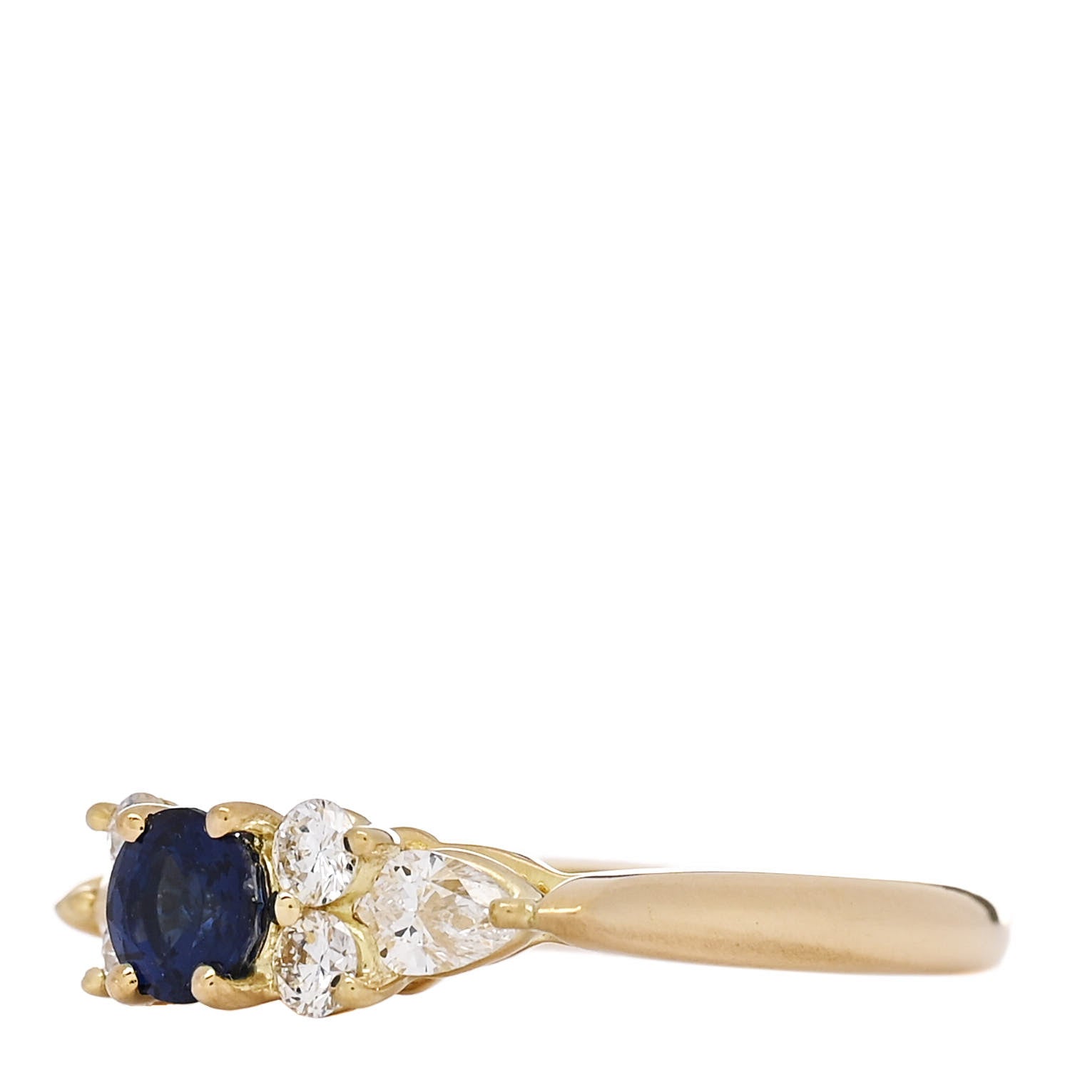 Tiffany 18K Yellow Gold Diamond Blue Sapphire Victoria Ring 48 4.5 3 of 6