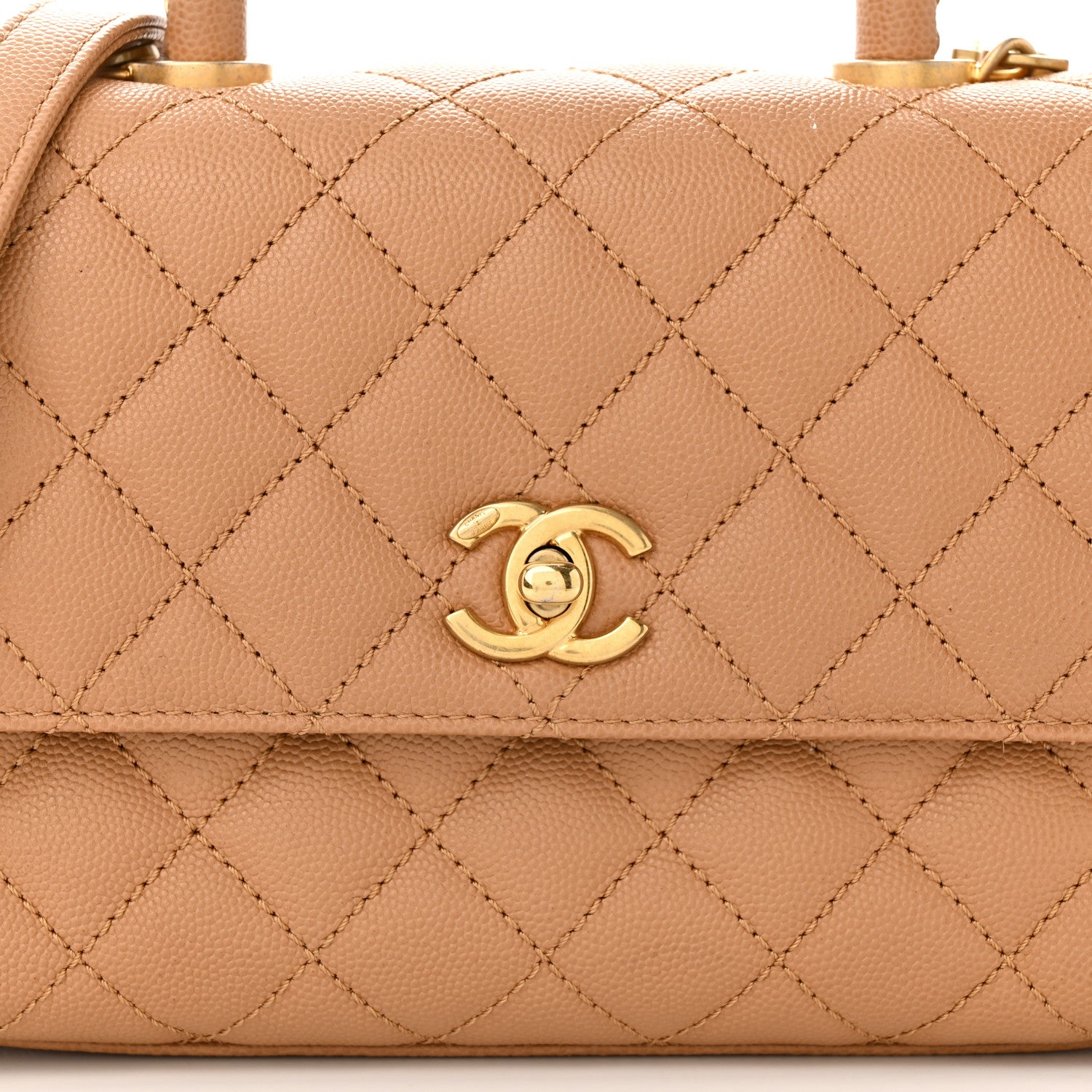 Chanel Caviar Quilted Mini Coco Chain Handle Flap Dark Beige 8 of 11