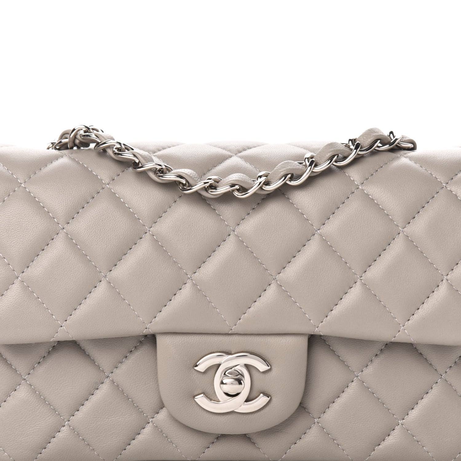 Chanel Lambskin Quilted Mini Rectangular Flap Grey 10 of 11
