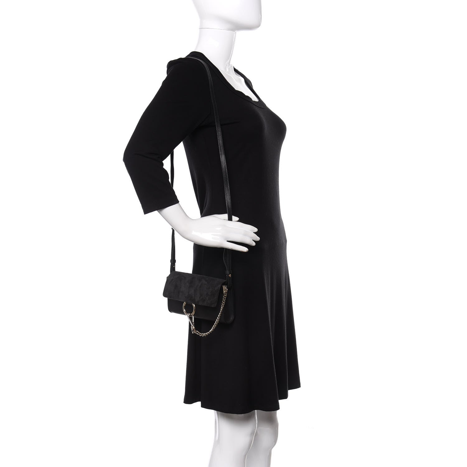 Chloe Suede Calfskin Mini Faye Shoulder Bag Carbon Grey 2 of 10