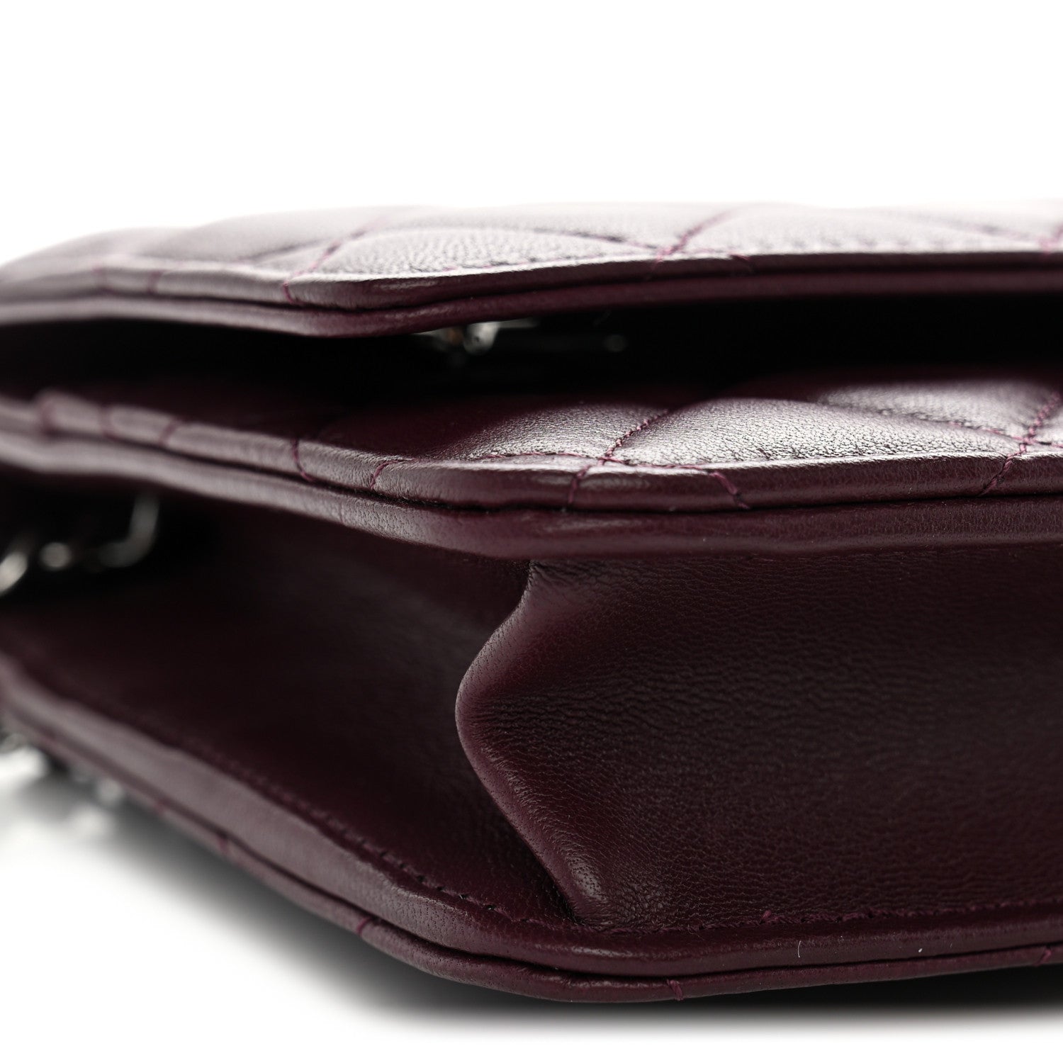 Chanel Lambskin Quilted Enamel CC Wallet On Chain WOC Burgundy 10 of 13