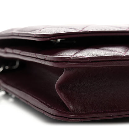 Chanel Lambskin Quilted Enamel CC Wallet On Chain WOC Burgundy 10 of 13