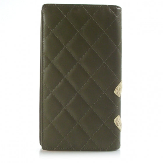 Calfskin Python Quilted Cambon Yen Wallet Khaki