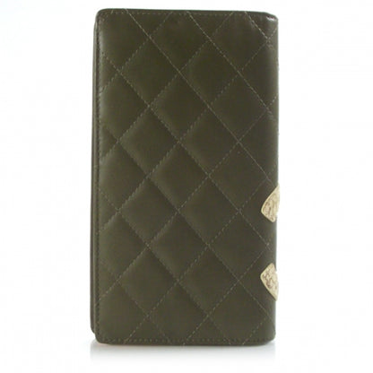 Chanel Calfskin Python Quilted Cambon Yen Wallet Khaki 2 of 10
