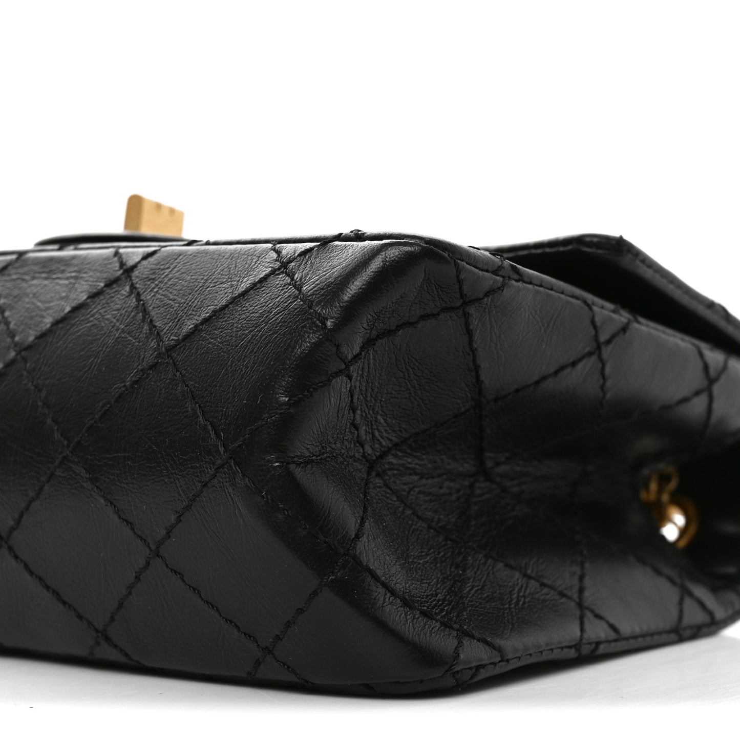 Aged Calfskin Quilted 2.55 Reissue Mini Flap Black