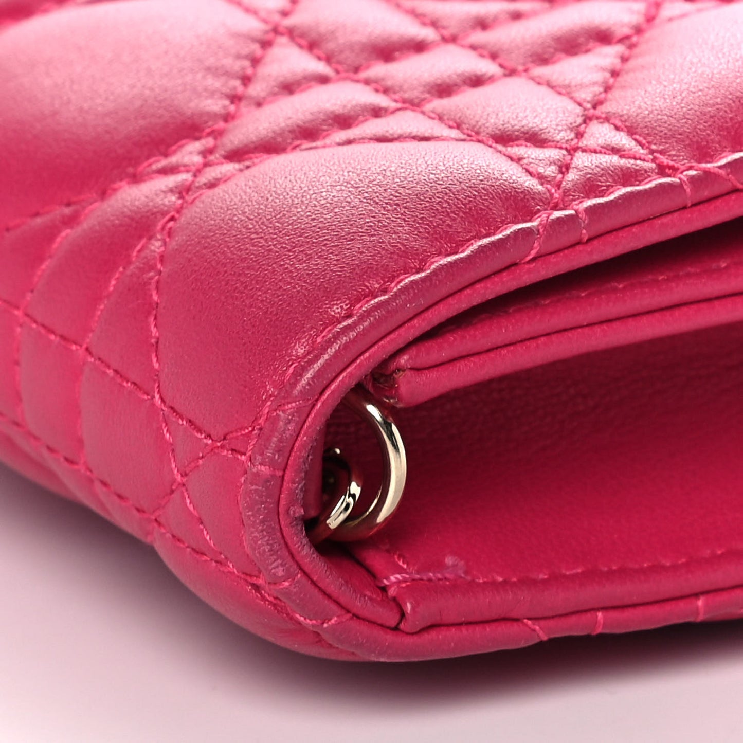 Lambskin Cannage Lady Dior Clutch Fuchsia