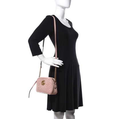 Gucci Calfskin Matelasse Small GG Marmont Chain Shoulder Bag Perfect Pink 2 of 18