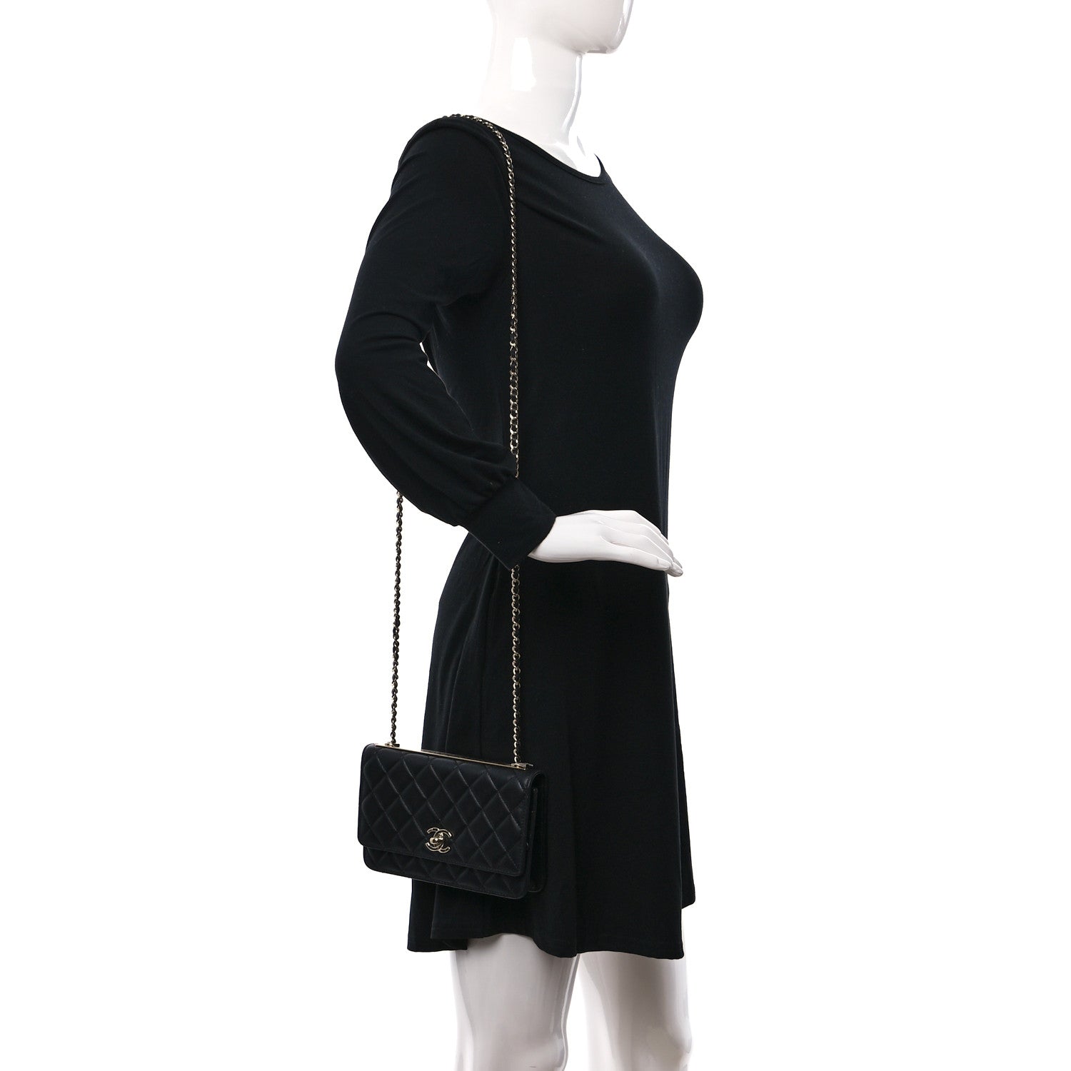 Chanel Lambskin Quilted Trendy CC Wallet On Chain WOC Black 2 of 11