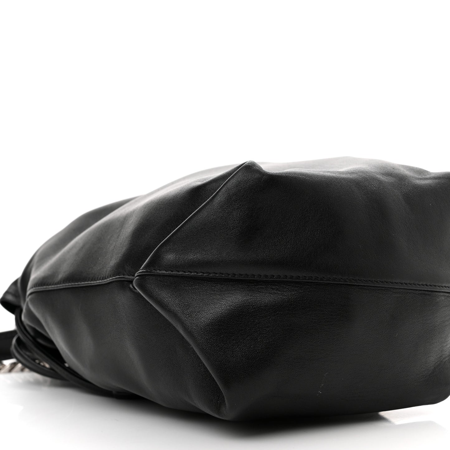 Lambskin Teddy Drawstring Bag Black