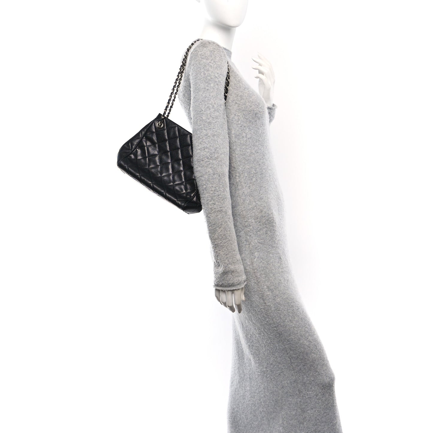Caviar Quilted Shoulder Bag Black