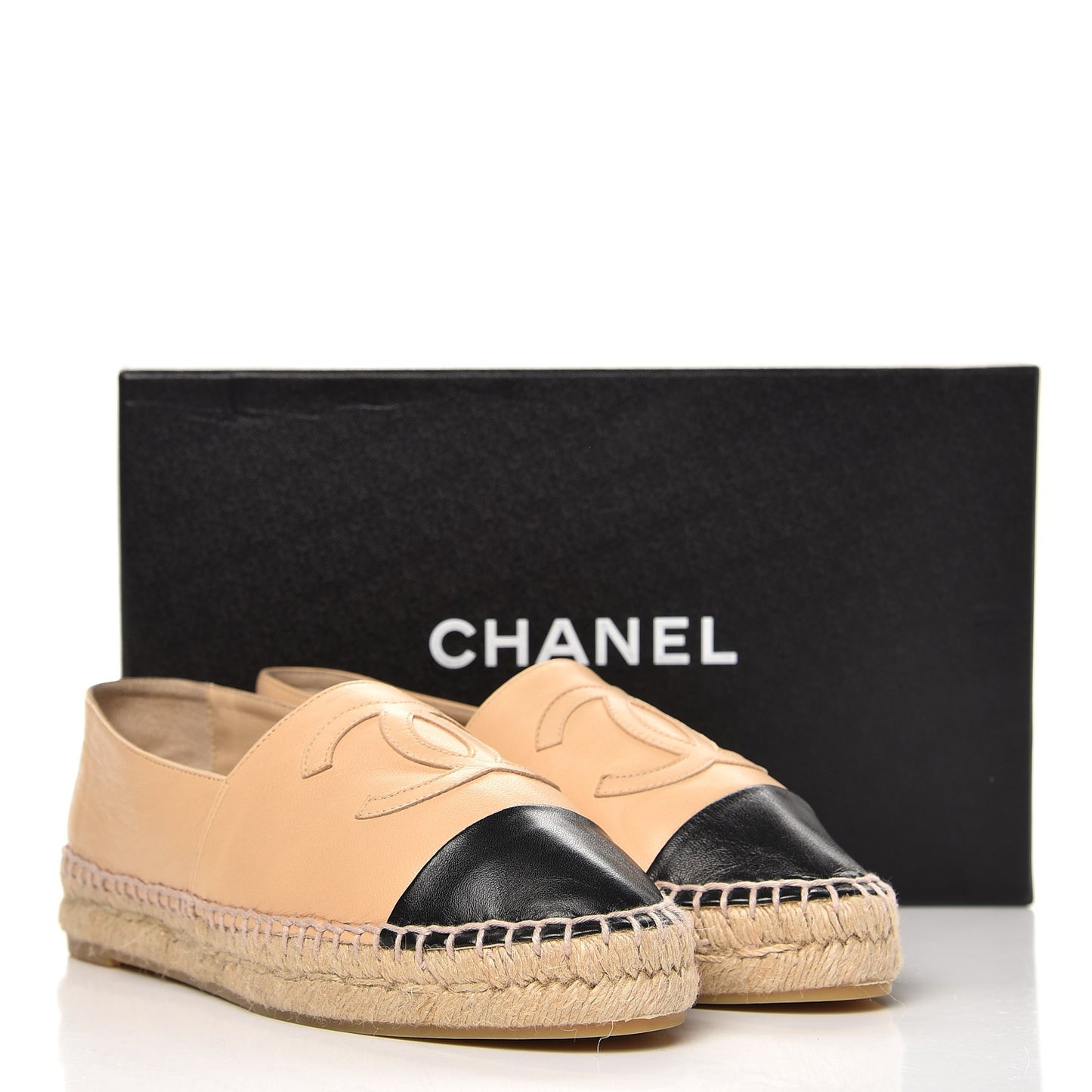 Lambskin CC Espadrilles 38 Beige Black