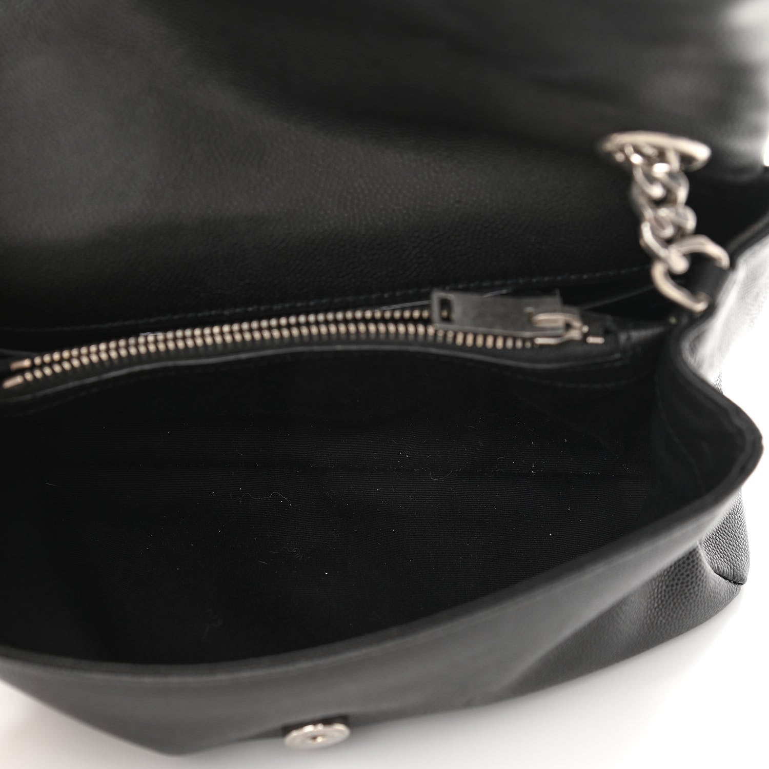Saint Laurent Grain De Poudre Small West Hollywood Monogram Fold-Over Bag Black 4 of 10