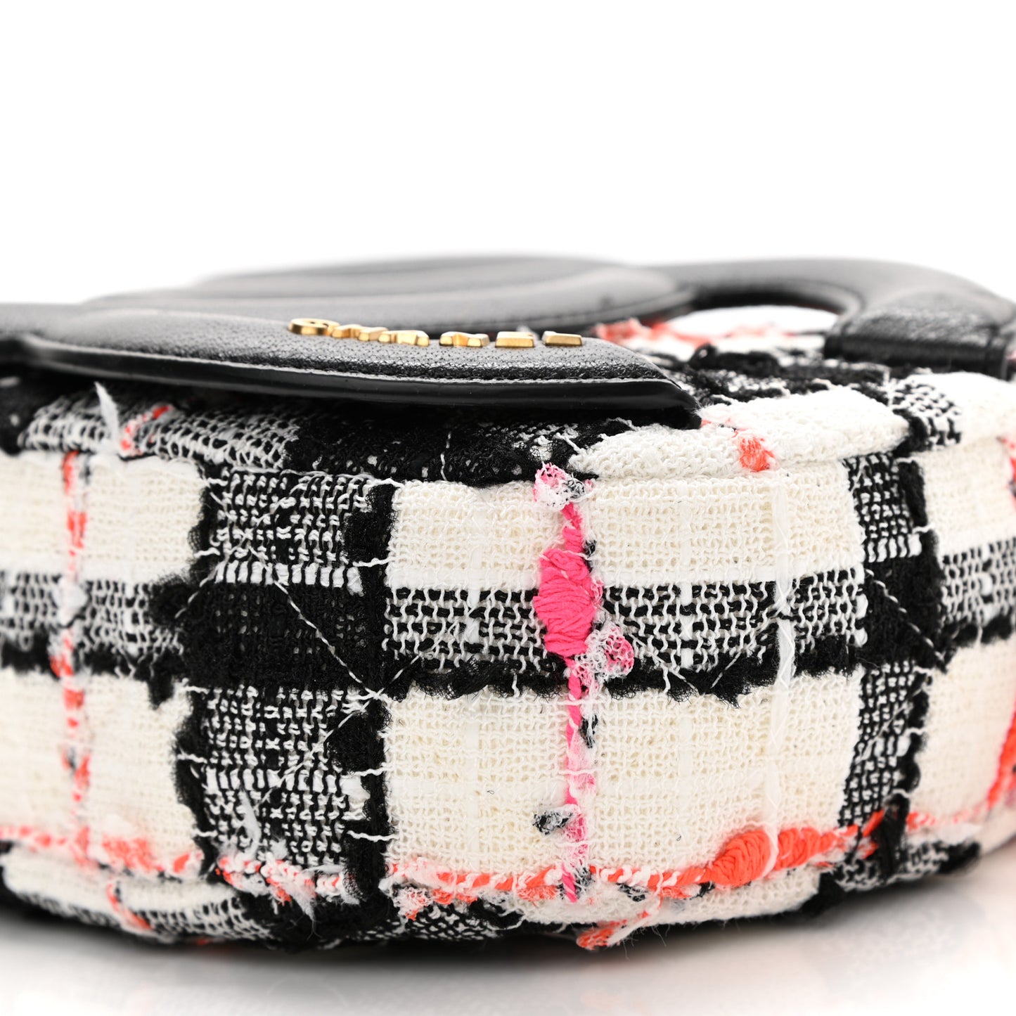 Tweed Lambskin Quilted Coco Midnight Camera Case White Black Multicolor