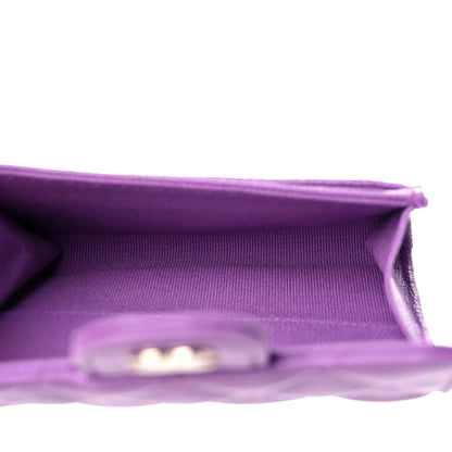 Chanel Caviar Quilted Flap Card Holder Wallet Purple 5 of 9