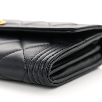 Chanel Lambskin Quilted Large Boy Gusset Flap Wallet Navy 11 of 11