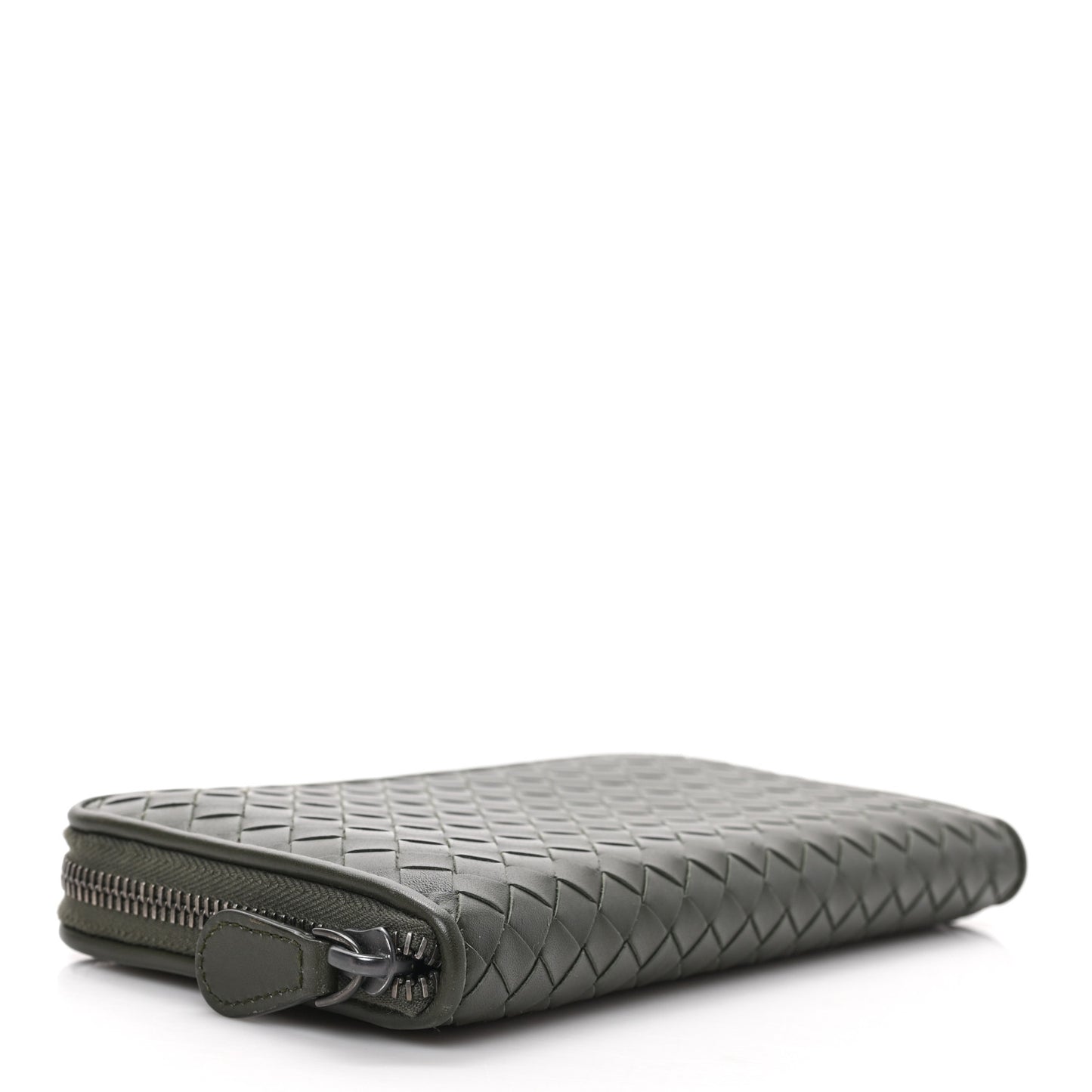 Nappa Intrecciato Zip Around Wallet Khaki