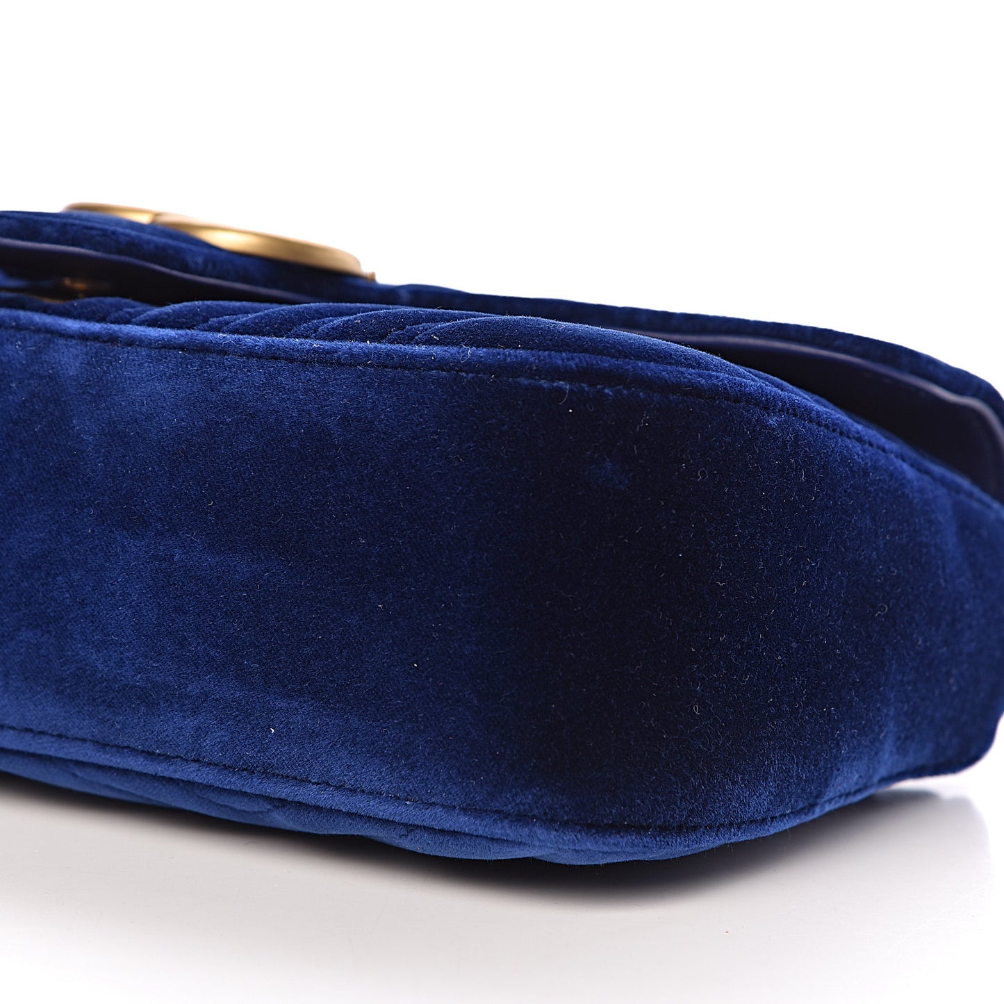 Velvet Matelasse Small GG Marmont Shoulder Bag Cobalt Blue
