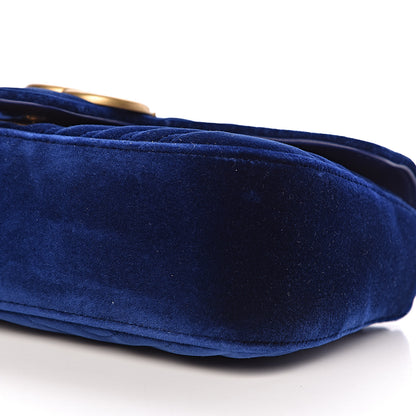 Gucci Velvet Matelasse Small GG Marmont Shoulder Bag Cobalt Blue 9 of 10