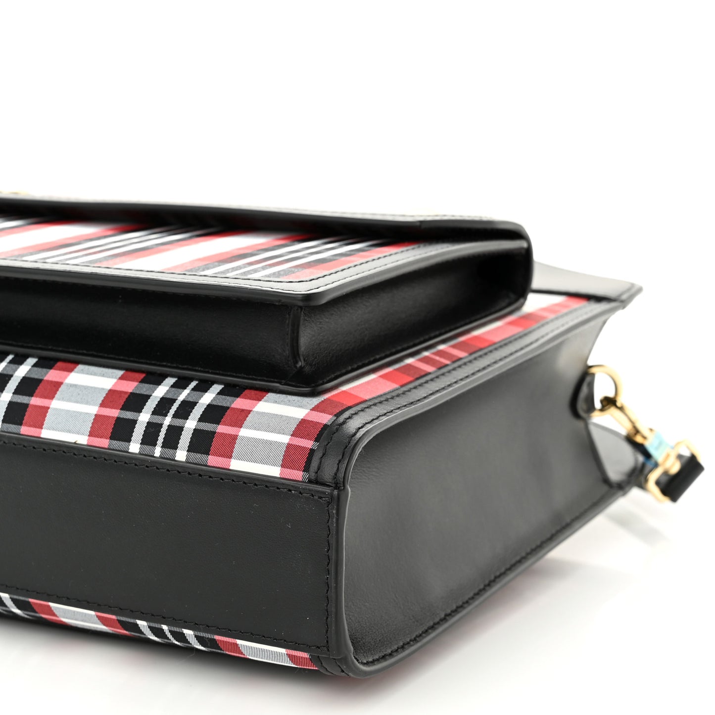 Calfskin Nylon Tartan Mini Pocket Bag Bright Red