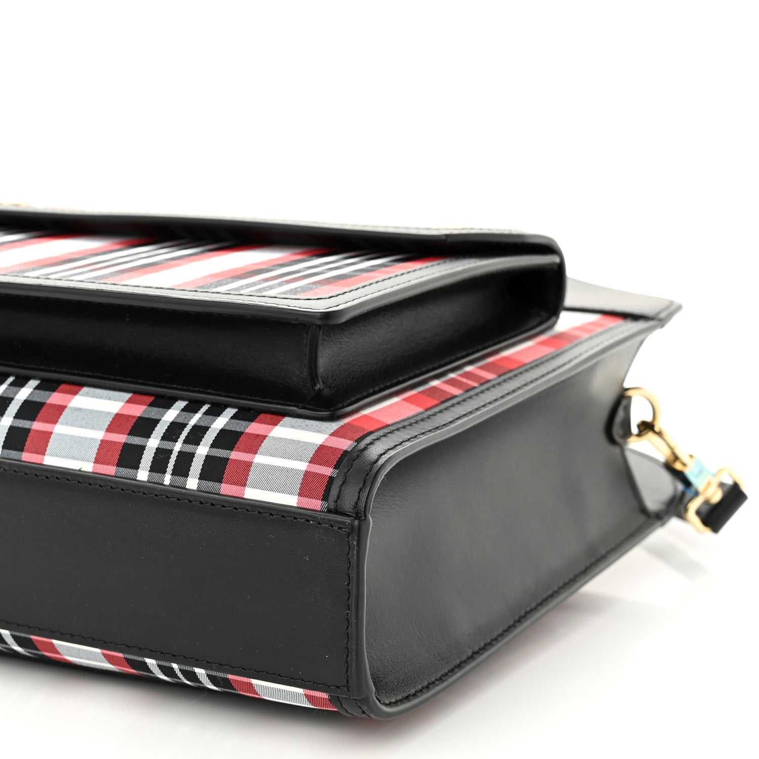 Burberry Calfskin Nylon Tartan Mini Pocket Bag Bright Red 9 of 9