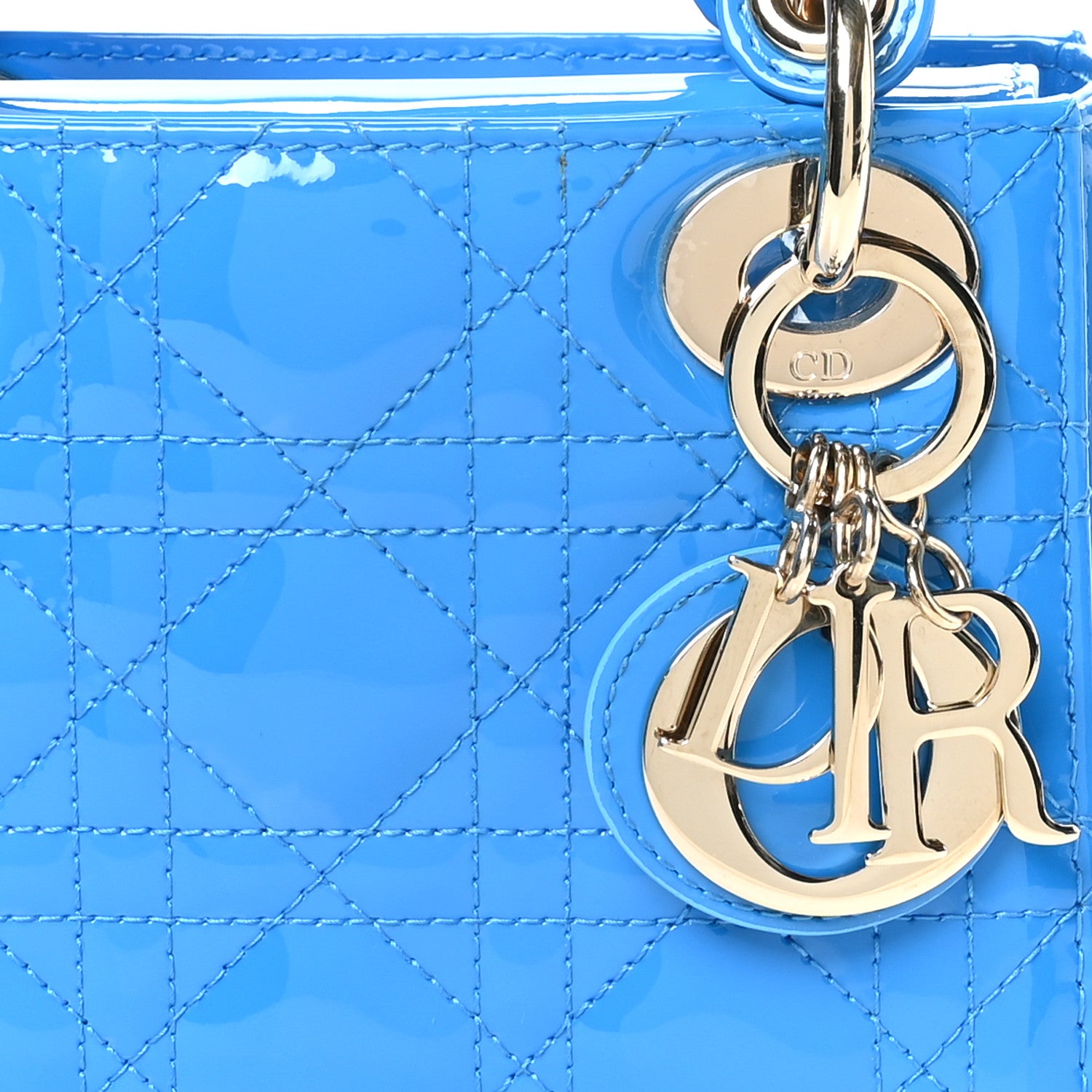 Christian Dior Patent Cannage Mini Lady Dior Blue Dior Blue 7 of 9