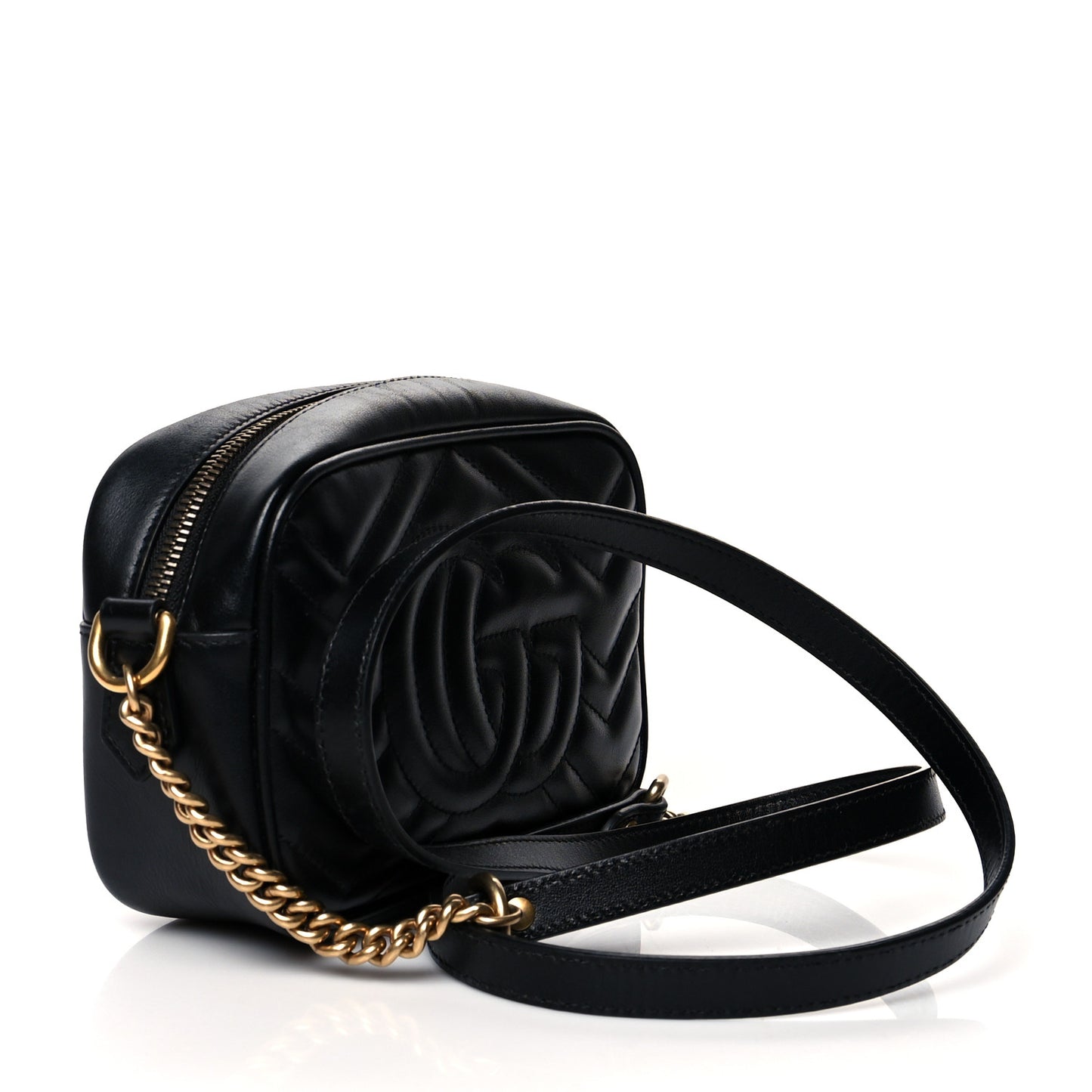 Calfskin Matelasse Mini GG Marmont Chain Shoulder Bag Black